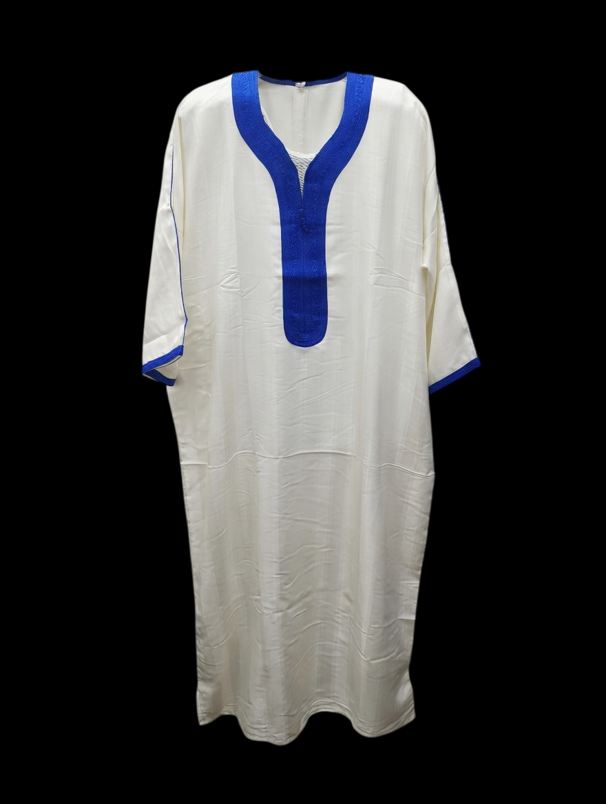 White & Blue Moroccan Thobe